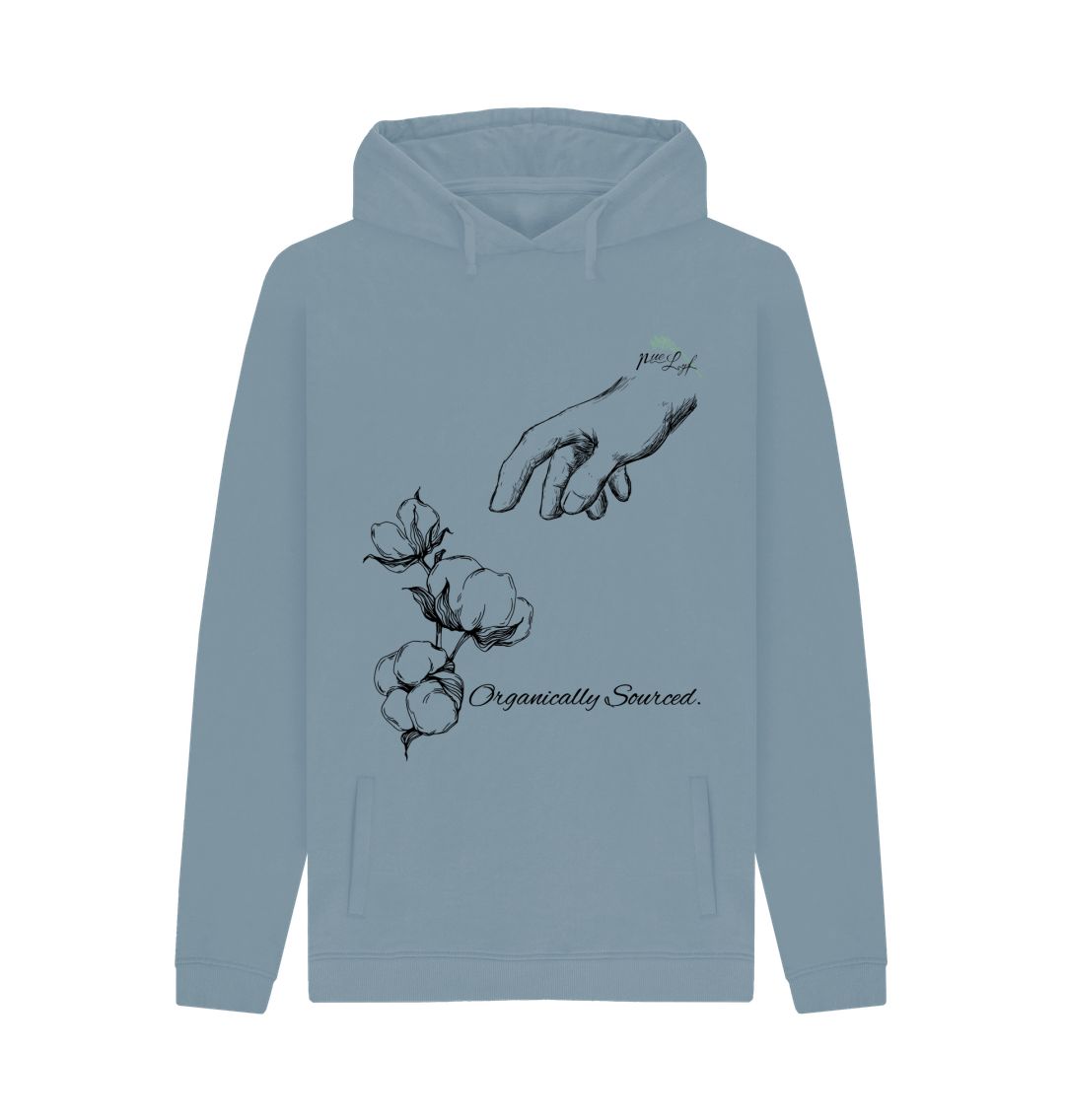 Stone Blue Organic Cotton Hoodie \"Paid Fairly\"
